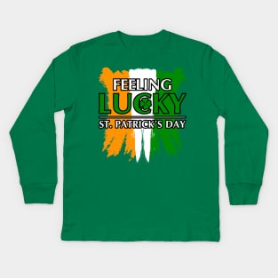 Feeling Lucky-ST Patrick's Day Gifts Kids Long Sleeve T-Shirt